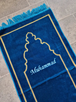Personalised Kids Prayer Mat (Blue & Gold)