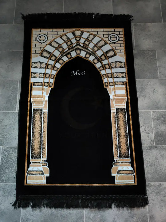 Adult Prayer Mat (Black & Gold)