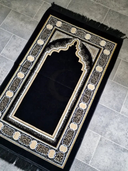 Adult Prayer Mat (Black & Gold)