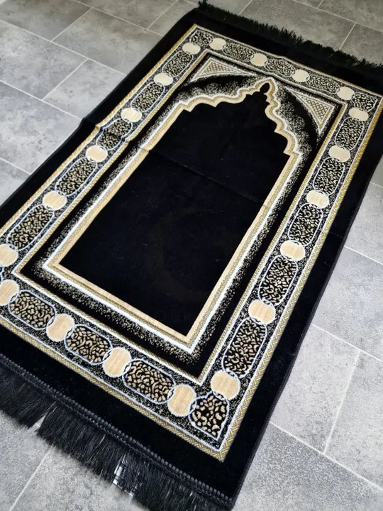 Adult Prayer Mat (Black & Gold)