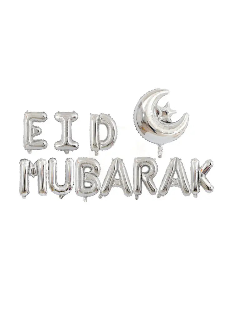 Eid Mubarak Foil Balloon Set - Silver