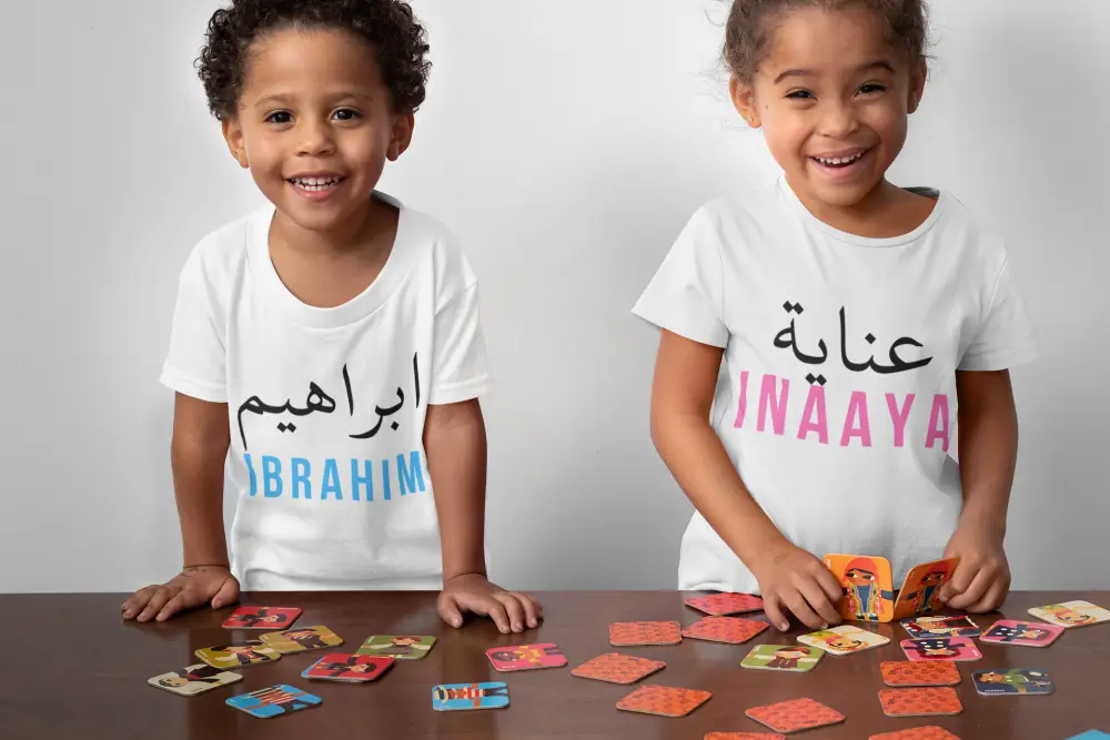 Girls Personalised Name Arabic & English T Shirt