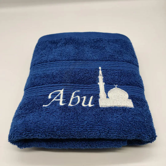 Personalised Wudhu Towel - Luxury Royal Egyptian Cotton - Blue